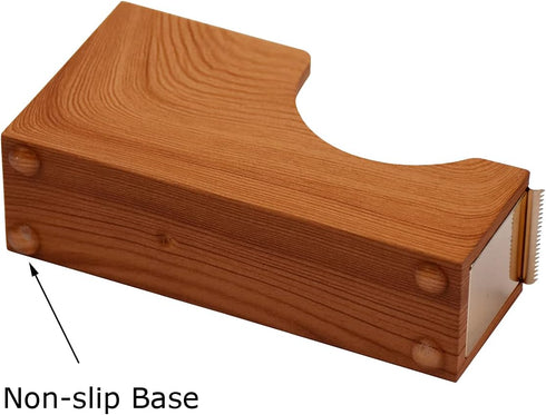 Enyuwlcm Cute Heavy Duty Acrylic Desk Tape Dispenser with Non-Skid Base for 1 Inch Core Tape, Imitation Wood Grain