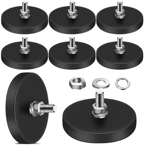 8Pack Rubber Coated Magnets, 30LBS Neodymium Magnets with M6 Magnetic Assembly Base for Light Bar