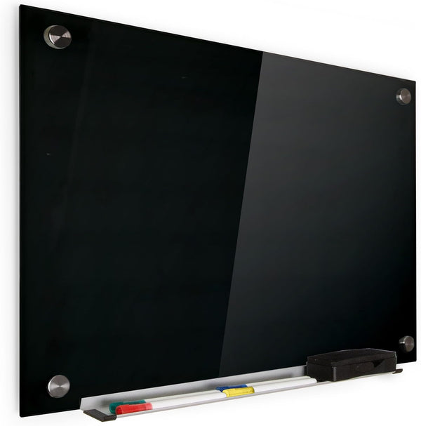 Real Glass Dry Erase Board, 18"x24", Tempered Glass Surface, Frameless Wall Mount with 4 Assorted Color Markers
