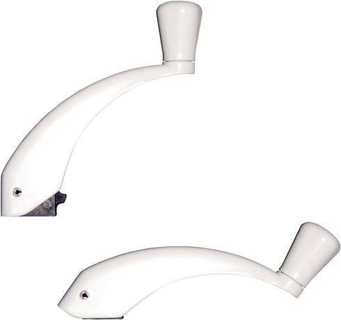 Ideal Security White Fold-Down-Handle Window Cranks, Replacement for Standard Casement Handles, 11/32" Spline Shaft, 2