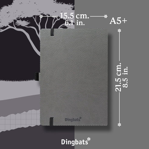 Dingbats - Wildlife Solid Medium Notebook, Grey Elephant, A5, Hardcover Notebook, PU Leather, Perforated Cream 100gsm