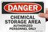 SmartSign - U9-1214-NA_7x10 "Danger - Chemical Storage Area, Authorized Personnel Only" Sign, Aluminum Black/Red on