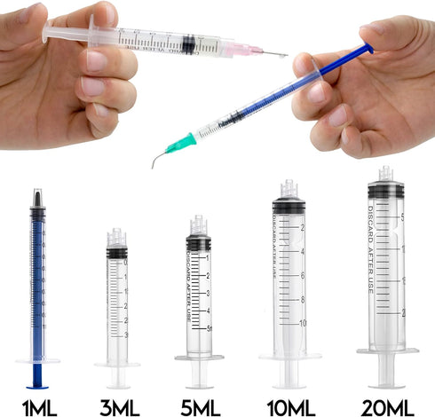 Glue Applicator Syringe with Blunt Tip Needle and Cap for Liquid, Glue, Ink, Perfume, Lip Gloss Making