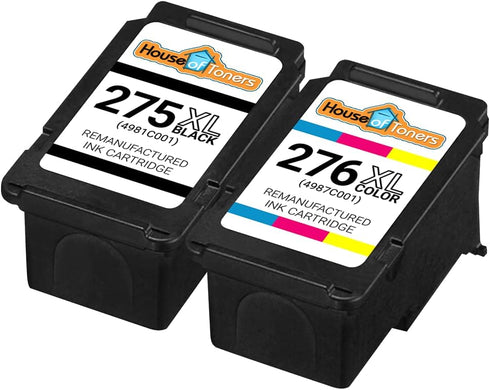Remanufactured 2-Pack High Yield Ink Cartridges for Canon PG-275XL Black & CL-276XL Color, Replacement for PIXMA TR4720