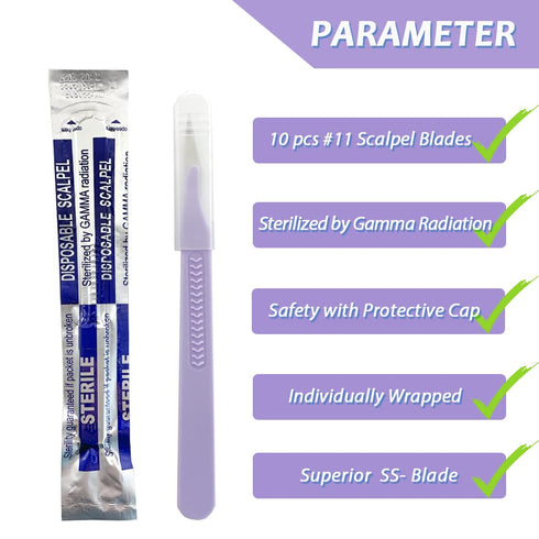 Scalpel Blades #11 Disposable Sterile Surgical Knife for Biology, Anatomy, and Crafts