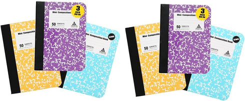 Mini Composition Notebook Set - 6 Small Books - 4.5 x 3.25 Inches by Daisy Bundles
