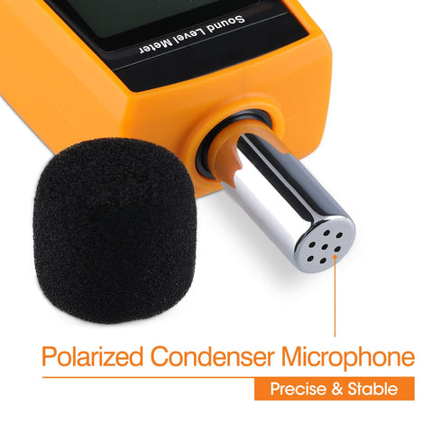Decibel Meter Sound Level Reader - Hand-held Noise Meter 30-130dB(A) with Backlight Alarm for Audio Volume Measuring