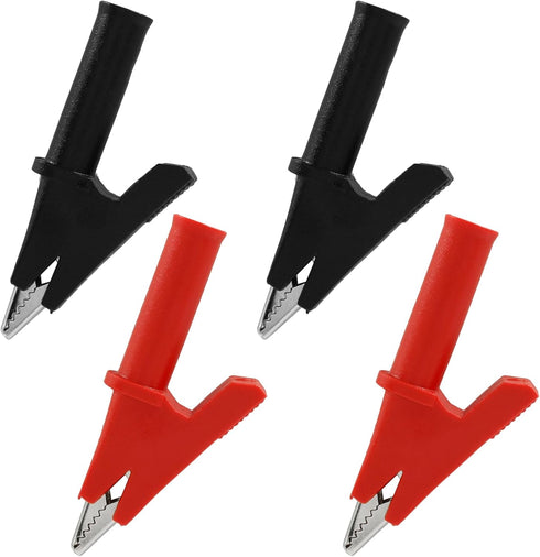 4pcs Insulated Alligator Clips, Heavy Duty 30A Nickel Plated Copper Clamps for Electrical Testing, 4mm Banana Plug