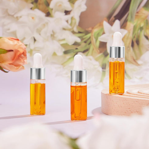 100 Pcs Mini Clear Glass Dropper Bottles Bulk with Cap for Essential Oil Tincture Sample Containers Perfume Liquid (5