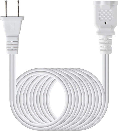 US AC Power Extension Cable Cord, SPT-2 16AWG/2C 125V 13A, 2-Prong Polarized Male to Female Extension Cord, 10 ft, White