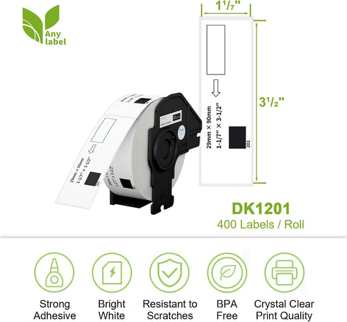 Standard Address Labels Replacement for Brother DK-1201 (1.1" X 3.5”), Compatible with Brother QL Label Printers (12
