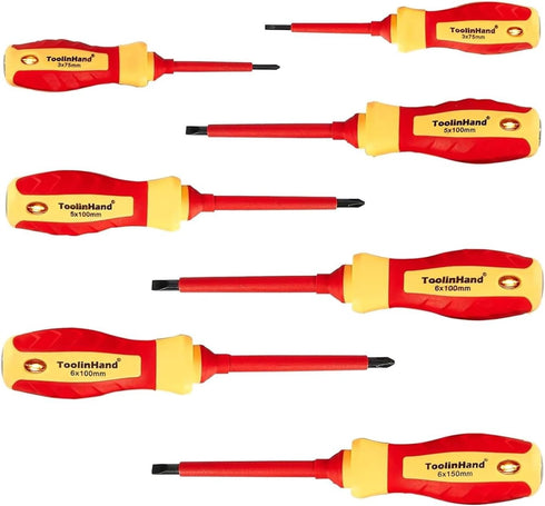 7 PCS 1000V Insulated Screwdriver Set, Professional Electrician Tool Set with Voltage Tester and Magnetic Tips