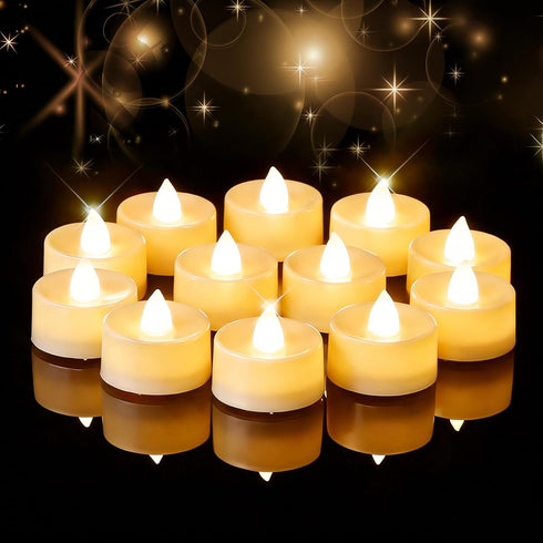 Amagic 12/24/50/100/150 Pack Battery Operated Tea Lights Candles, Fake Tealights Candles, Flameless