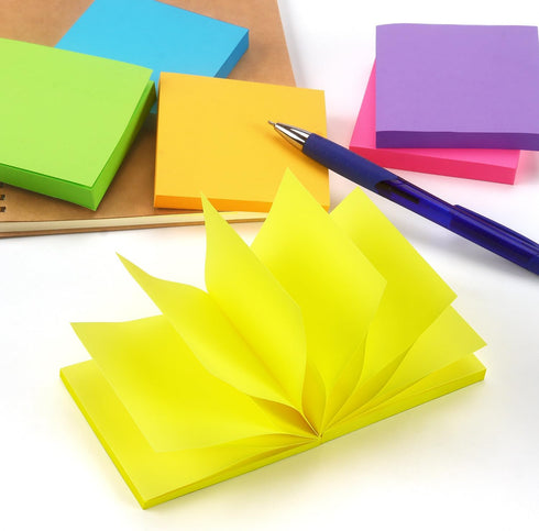 Pop Up Sticky Notes 3x3 inch, 12 Pads/Pack, 100 Sheets/Pad, Total 1200 Sheets in Bright Colors