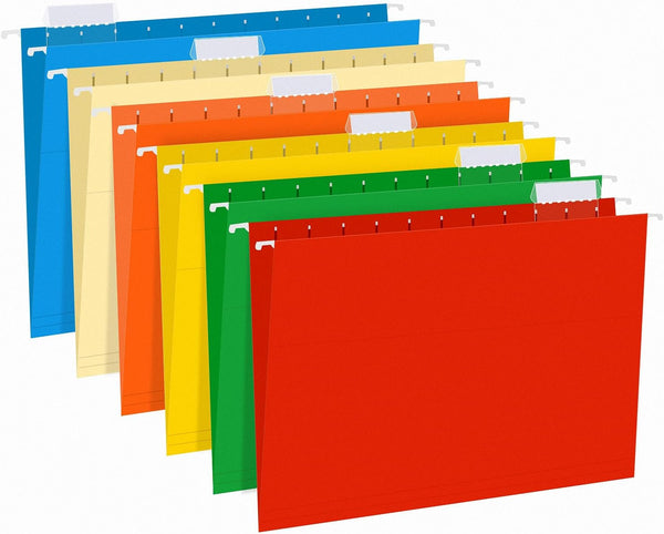 RAZCC 30 Pack Hanging File Folders, Letter Size, Reinforced Design for Bulky Files, Adjustable Tabs, Assorted Colors