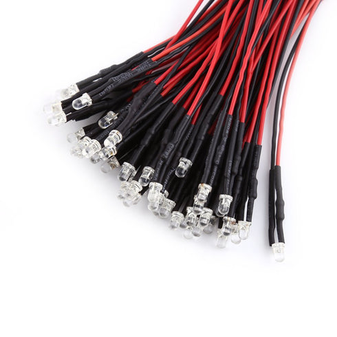 LED Lights, 50Pcs Blue Light 3mm, 5/10mm Options, DC9-12V Pre Wired Round Small LED Lamps for DIY Lighting Projects