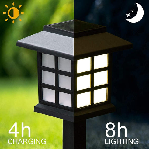 GIGALUMI Solar Outdoor Lights, 8 Pack LED Waterproof Solar Lights, Maintain 10 Hours of Lighting for Garden, Landscape,