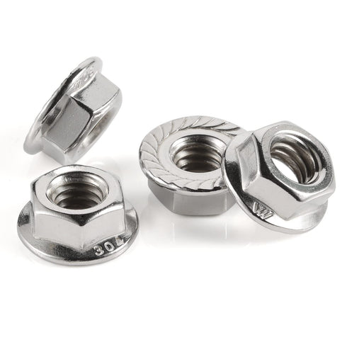 5/16-18 Serrated Flange Nut Hex Lock Nuts, Stainless Steel 304, Bright Finish, Quantity of 40