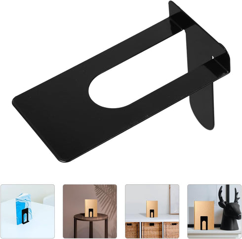 4pcs Set Healifty Metal Bookends for Desk Bookshelf Accessories Non-Skid Book Organizer for Heavy Books for Office