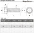 M6 x 12mm Flanged Hex Head Bolts, Stainless Steel 18-8 (304), Plain Finish, 50 PCS