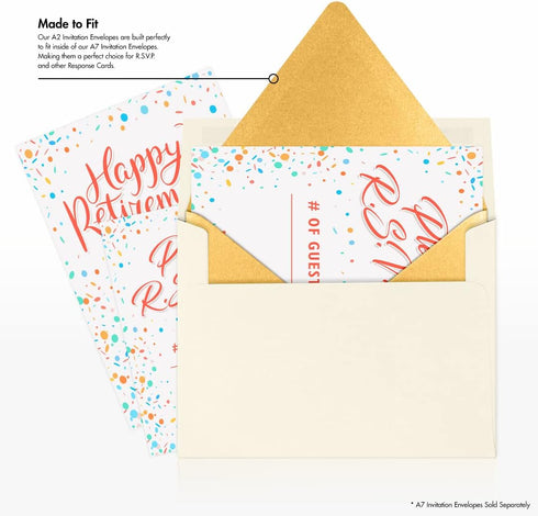 LUXPaper A2 Contour Flap Invitation Envelopes | Gold Metallic | 4 3/8" x 5 3/4" | 80lb. Text | 50 Qty