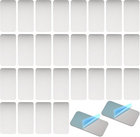 SISABAMA 30 Pcs Adhesive Metal Plates for Magnetic Mounts 2.36"x1.18" Rectangular Steel Strips