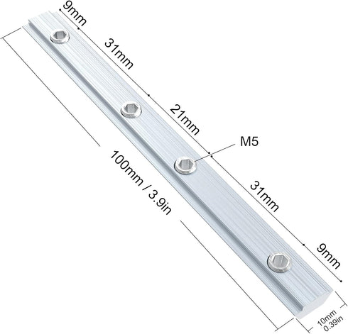 2020 Series Aluminum Profile Straight Line Connector,Inner Straight Carbon Steel Zinc Plating Bracket Fastener with M5 Screw ,for T Slot 6mm Aluminum Extrusion Profile Accessories Pack of 8
