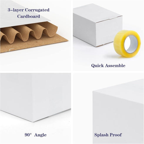 Shipping Boxes 6x4x3, Set of 40 White Corrugated Cardboard Boxes for Mailing Business Packaging
