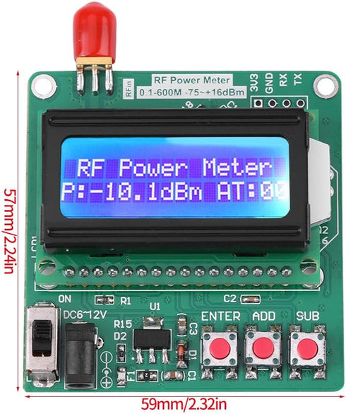 RF Power Meter, 1 600MHz Frequency Attenuation Meter with Digital LCD Display for RF Detection