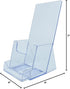 YOUNI (2 Pack) 4" Wide Tri-Fold Brochure with Business Card Holder - Clear Acrylic Counter-top Organizer
