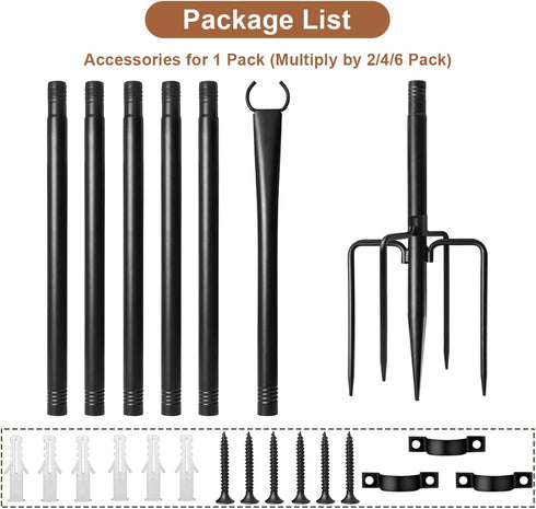 2 Pack Set Heavy-Duty String Light Poles for Outside with Fork, Adjustable Lighting Hanging Post Accessories for Patio