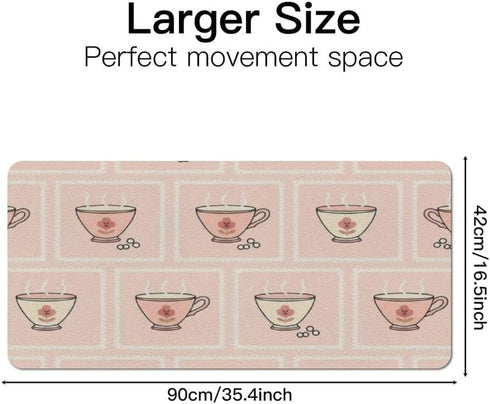 Generic 35. 4" 16. 5" Cute Cups Desk Mat Multifunctional Table Protector Pad, Waterproof Dual Sided Desk Mat