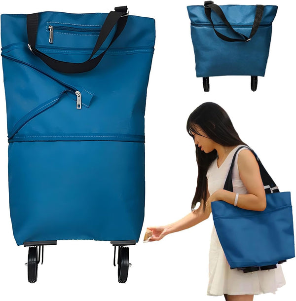 Londehuhai Collapsible Shopping Cart with 360 Swivel Wheels, Reusable Foldable Tote Grocery Cart