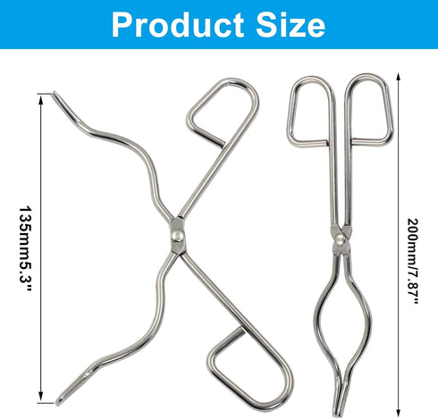 Moicstiy 8 Inch Crucible Tongs, Professional Grade Stainless Steel Clamp for Laboratory