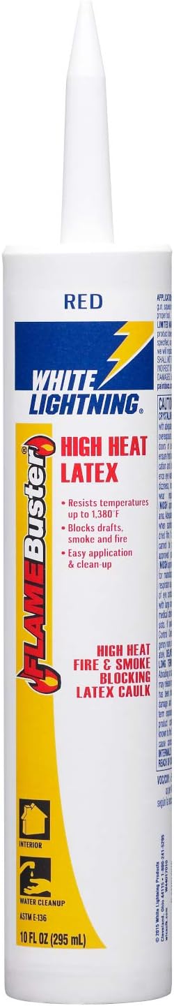 White Lightning W44017010 Flame Buster High Heat Latex Caulk, Red, 10 fl. oz. by White Lightning