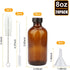 8oz Amber Glass Bottles, 20 Pack with Black Lids, 20 Labels, Funnels, Droppers, and Brush
