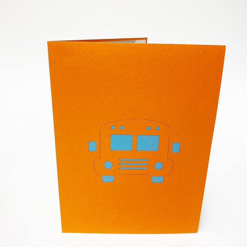 Pop Up School Bus Card - 3D Greeting Card for Happy Birthday, Congratulations, New School Year Gift