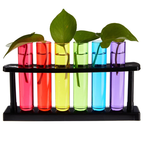 Juvale 4 Pack Plastic Test Tubes with Rack for Parties, 6 Colors (1.5 Ounces), Plant Propagation, Shot Glasses