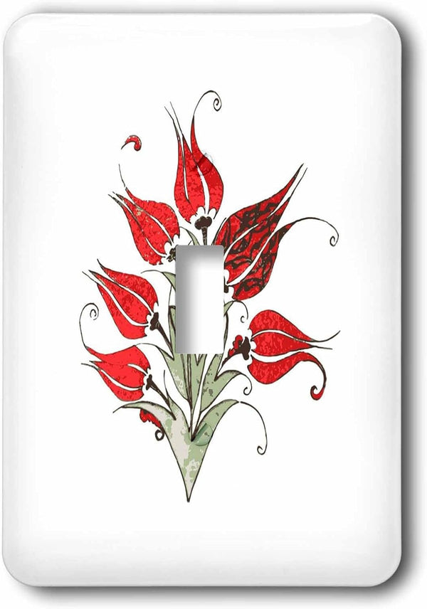 3dRose Red Tulips In Artistic Ottoman Turkish Style single toggle switch