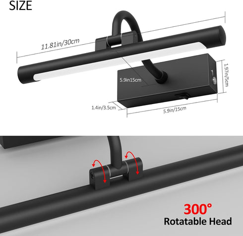11.8" Rechargeable,10000mAh Paintings,3CCT Dimmable, Aipsun Picture Lights for Wall Battery Operated Art Light