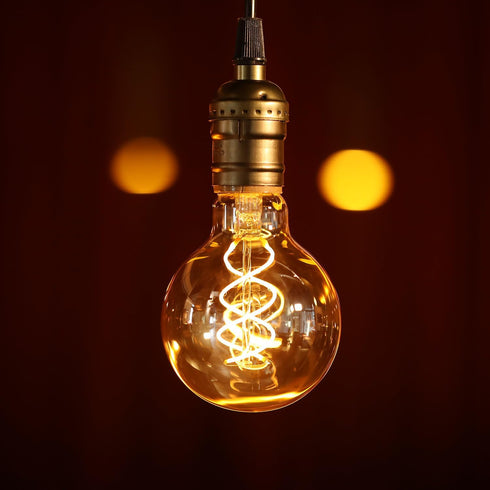 TORCHSTAR G25 LED Globe Light Bulbs, Amber Glass, 4.5W 250LM Dimmable Spiral Filament LED Bulb, E26 Base Vintage Edison Light Bulb, ETL Listed, 2000K Amber Light, Pack of 3 by TORCHSTAR