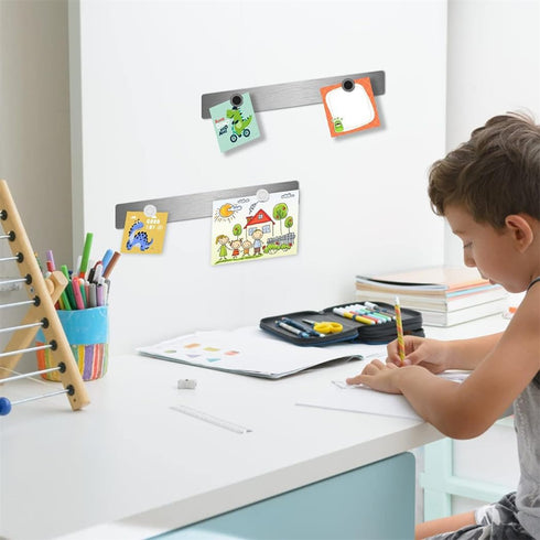Magnet Bulletin Board 6 Pcs, Frameless Metal Magnetic Boards with 20 pcs Memo Strip for Office Home School Display