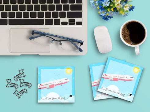 Butler in the Home Sticky Notes, 12 Pack, 3"x3", 50 Sheets Per Pad, Let Your Dreams Take Flight Airplane Memo Pads