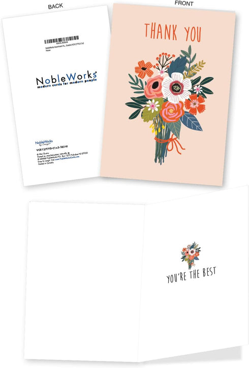 Pack 3 (3 1 VC8127TYG-C1x3 NobleWorks Assortment of Thank You Greeting Cards with Envelopes Designs, Each) Pretty