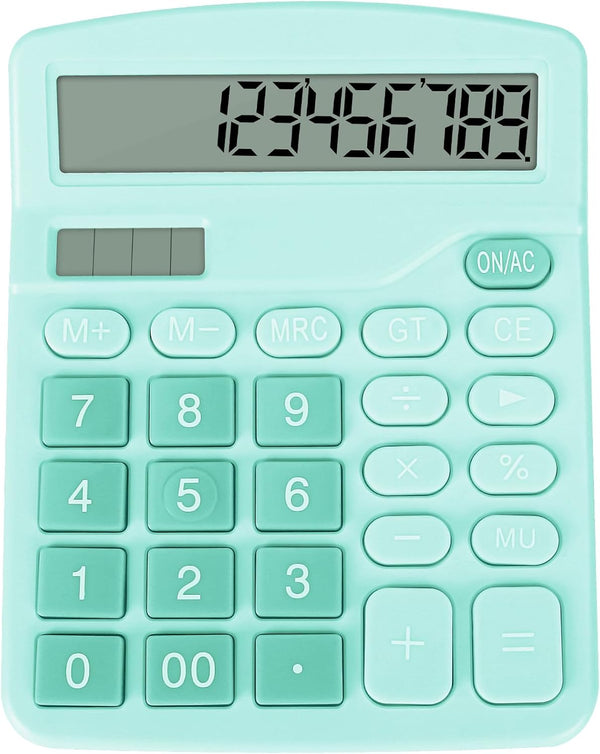 Calculator, Desktop Large Display, Battery and Solar Powered, Simple Small Calculator for Office, Home, School, Blue