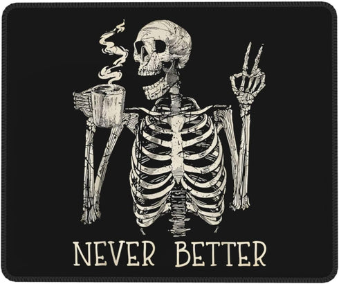 Skull Mouse Pad for Desk, Cute Skeleton Design, Funny Waterproof Mousepad for Office Laptop, Non-Slip Rubber Base