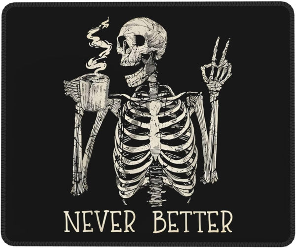 Skull Mouse Pad for Desk, Cute Skeleton Design, Funny Waterproof Mousepad for Office Laptop, Non-Slip Rubber Base