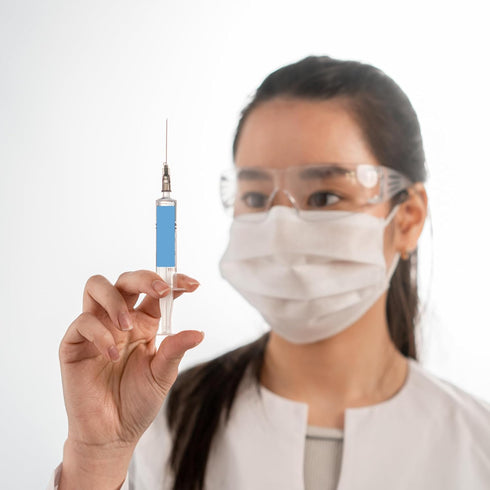 800 12mm 40mm (0.5" 1.5") Blank Blue Medical Syringe Labels - Write-On Medication Labels on Roll in Dispense Box. x x