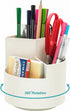 Desk Pencil Pen Holder, 3 Slots 360-Degree Rotating Organizer for Home, Office, School, Kids, White