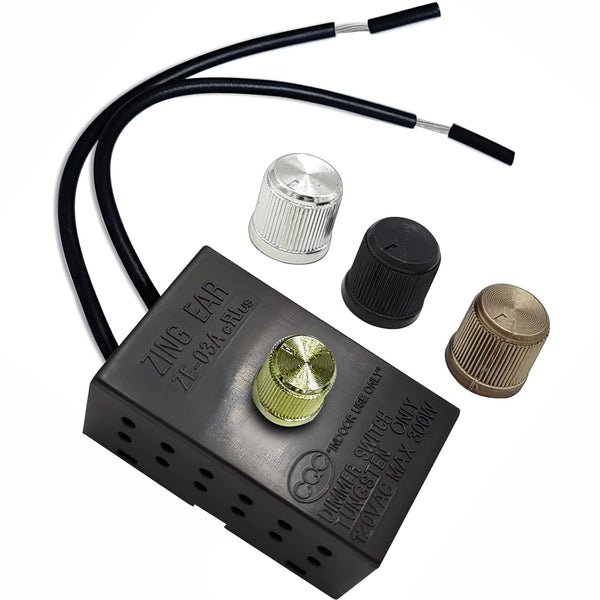 Zing Ear ZE-03A Dimmer Switch 120VAC 240VAC 300W MAX for Table Lamps, Floor Lights, Dimmable LED, Easy to Install.